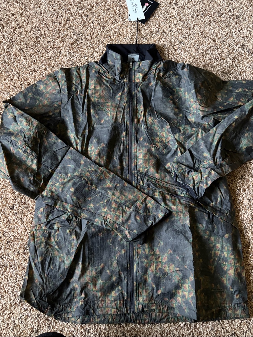 Craft Men's Camouflage Rain Jacket - Black & Green